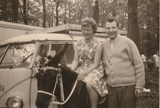 Vintage Photo Woman On Donkey Next To Vw Bulli T1 Car Classic Car