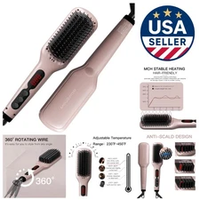 Effortless Styling: Adjustable Temperature Ceramic Brush for Frizz-Free Hair