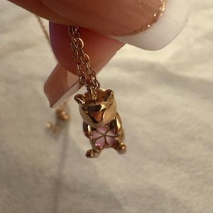 Authentic CreaMint sakura Gold and Pink Pendant Necklace,Steelwith gold plated