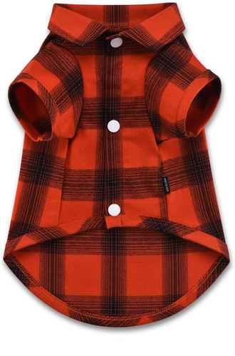 Dog Shirt Plaid Puppy Clothes For Medium Dogs Cats (Yellow & Red Plaid Set)