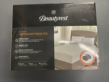 Beautyrest Cotton Heated Mattress Pad - Bed Warmer w/20 Heat Setting KING, White