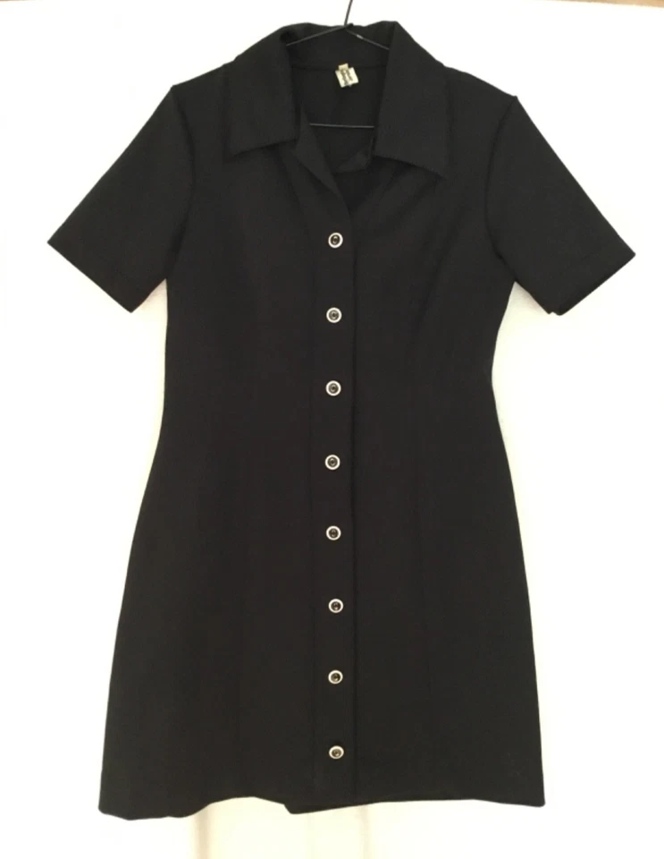 ROBE VINTAGE NOIRE DES ANNÉES 1970 - Photo 4/4