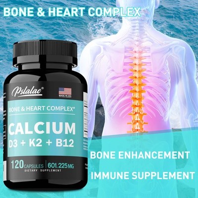 Calcium - Vitamins D3, K2 and B12 - Bone, Heart Muscle Nerve Health Support