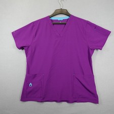 Carhartt Scrub Top Womens 2X Purple Force V-Neck Short Sleeve Pockets