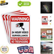 4-Pack Private Property No Trespassing Sign, Video Surveillance Signs Outdoor...