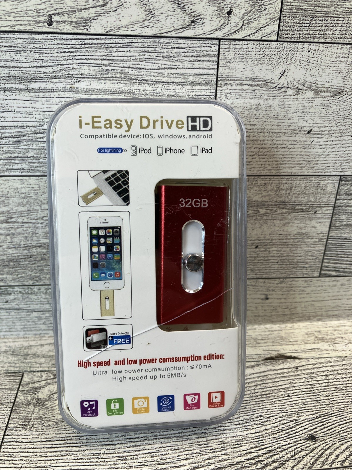 NEW I-Easy Drive HD 32GB External Memory Expansion iOS Windows Android FREE Ship