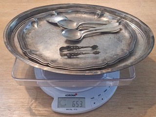 Konvolut Silber 800er 925er Tabletts und Besteck ca. 700 g