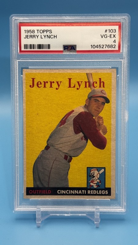 1958 Topps Jerry Lynch #103 Cincinnati Redlegs PSA 4 VG-EX Vintage
