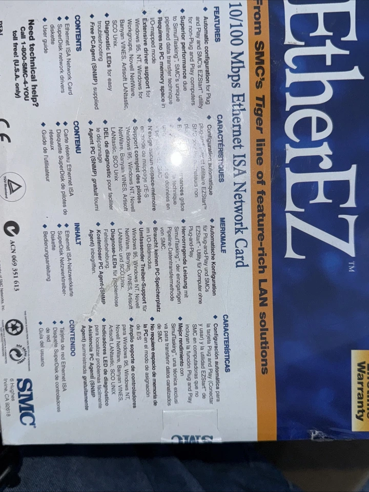 SMC Ether Power PCI 10Mbps Ethernet PCI Network Card 10BASE-T SMC8432T - Image 3 of 4