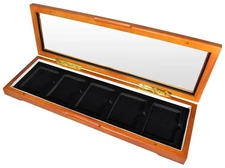 5 Slab Certified Coins Wood Glass Top Display Box PCGS NGC IGC Gift Case US Free