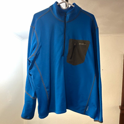Eddie Bauer Active Men's 2XL Blue 1/4 Zip Mock Neck Stretch Pullover Pockets