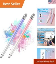 2PCS Aluminum Stylus Pens for Touch Screens - White Pink  White Purple