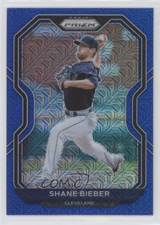 2021 Panini Prizm Tier II Blue Mojo Prizm 3/199 Shane Bieber #166 9o3