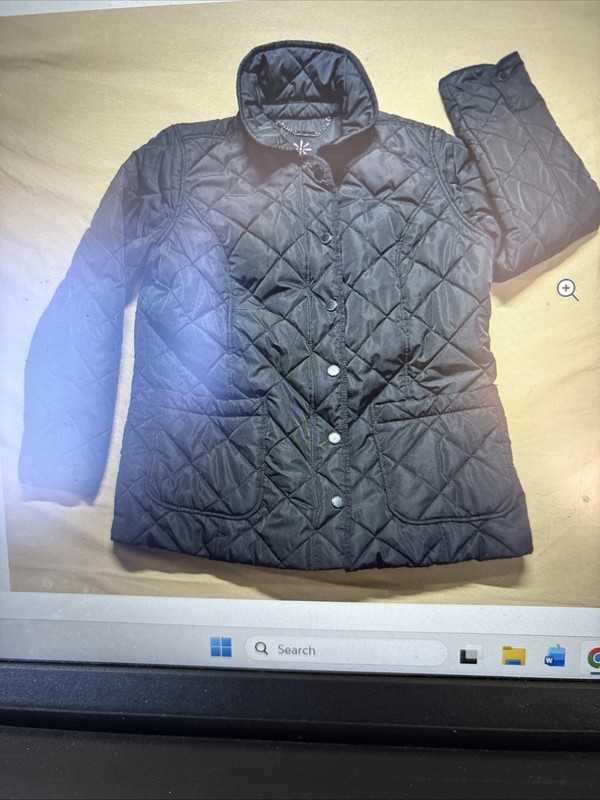 Isaac Mizrahi Live Womens Size L Quilted Black Jacket Zipper With Leopard Lining