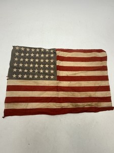 U.S. Flag WWII 48 Stars 16" x 10" Cloth Sewn Edges United States Of America Flag