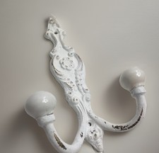 Antique White Metal Wall Cast Iron Wall Hook Coat Hat Towel Hanging Heavy Duty