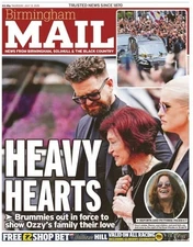 Birmingham Mail 31st July 2025 Newspaper Ozzy Osbourne Black Sabbath Funeral