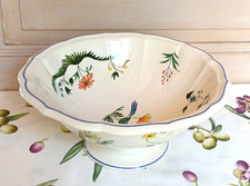 GRAND SALADIER FAIENCE GIEN DECOR OISEAUX DE PARADIS.