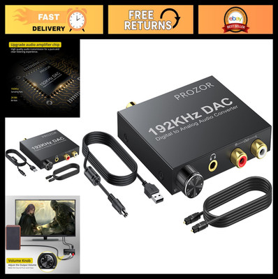 192KHz Digital to Analog Audio Converter Optical RCA Adapter DAC Volume Adjustab