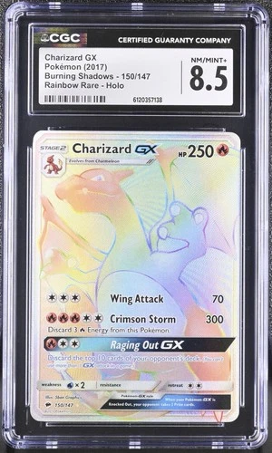 Pokémon Charizard GX (Secret Rare) 150/147 Burning Shadows Holo - CGC 8.5