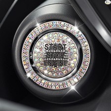 2PCS Rhinestone Push Start Button Cover, Sparkly Diamond Key I Color: Colorful