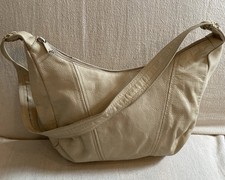 Borsa donna vintage Hong Kong vera pelle beige ciottolato hobo tracolla