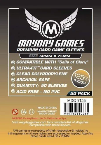 50 Mayday Games 'Sails of Glory' Board Game Card Sleeves 50 x 75mm MDG-7135