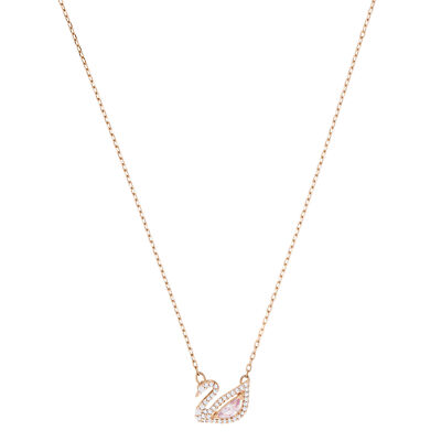 Swarovski Dazzling Swan Halskette, Schwan, Rosa, Roségold-Legierungsschicht