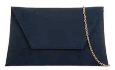 Women's Plain Suede Wedding Party Prom Evening Clutch Bag Envelope Handbag Pouch