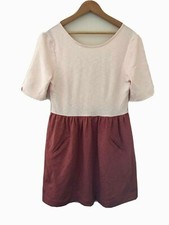 Free People Beach Short Sleeve Colorblock Dress Open V-Back Size Small