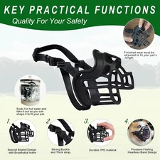 Pet Dog Basket Muzzle Mouth Cover Humane Nobarking Anti Bite Biting (Black, 3)