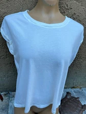 RAILS Off-White Short Sleeve Tshirt with Rolled Cap Sleeves -  Women's Sz S