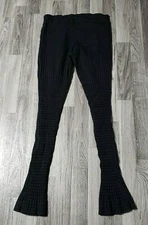 Erica Taylor Womens Size Medium Stretchy Checkered Pull On Jacquard Black Pants