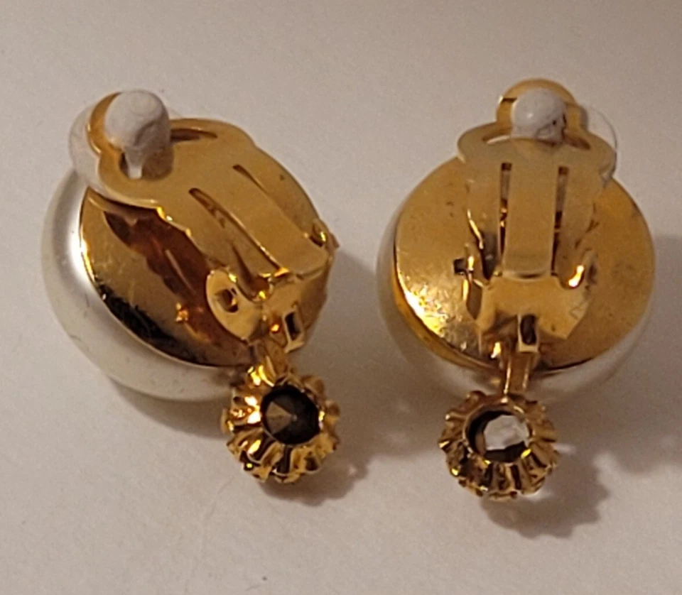 Boucles d'Oreilles CHANEL PARIS Vintage – Clips Perles & Cristaux #B# K3 - Photo 4/4