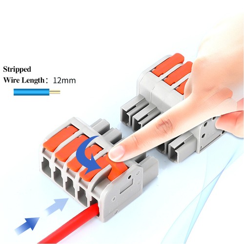 One-to-one Spring Lever Terminal Blocks Wire Cable Connectors 1-12 Port Splice - Picture 6 of 21