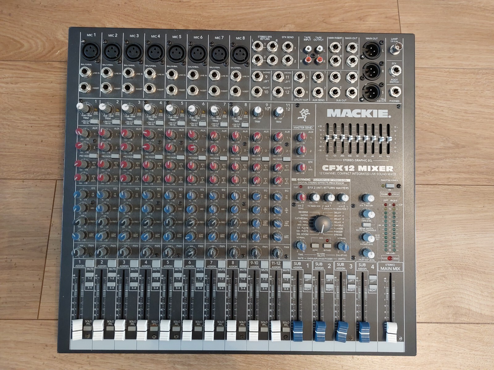 mackie PA system, Mackie SRM450 speakers, Mackie CFX12. MKII mixer