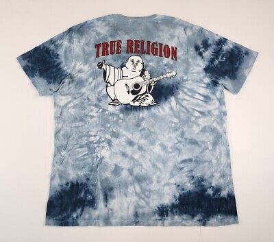 True Religion Buddha T Shirt Mens Size XXXL Blue Tie Dye World