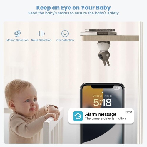 360° View Baby Monitor Cam w/ Temperature / Security surveillance Camera 64GB SD - Picture 4 of 10
