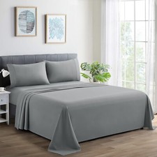 600 Thread Count Soft Deep Pocket Breathable Solid Cotton Blend Sheet Set, Gray
