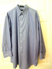 NAUTICA MEN'S 17 1/2 32/33 BUTTON DOWN SHIRT LONG SLEEVE SHIRT-BLUE PIN STRIPE