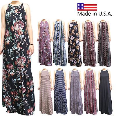boho maxi dresses made in usa LOLA BOHEMIAN HALTER MAXI DRESS main image 0