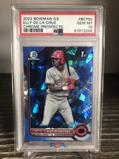 2022 ELLY DE LA CRUZ 1st Bowman Chrome Sapphire Prospect RC BCP50 PSA 10 Reds