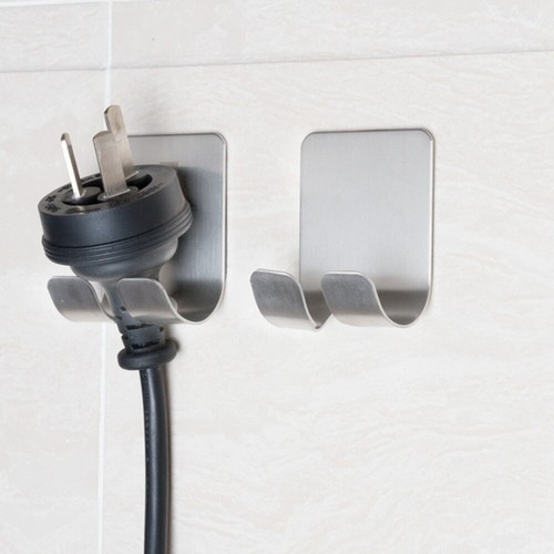 Stainless Steel 2Pcs Wall Mounted Adhesive Shaver Holder Razor Hook Rack Storage - Picture 6 of 10