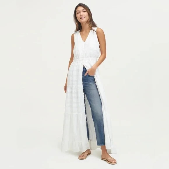 Splendid Collection White Maxi Dress XS Cotton Ti… - image 5