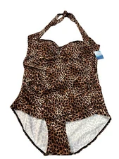 Ruby Ribbon Riviera One Piece Swimsuit Size 22 Leopard Print New Women's #1901