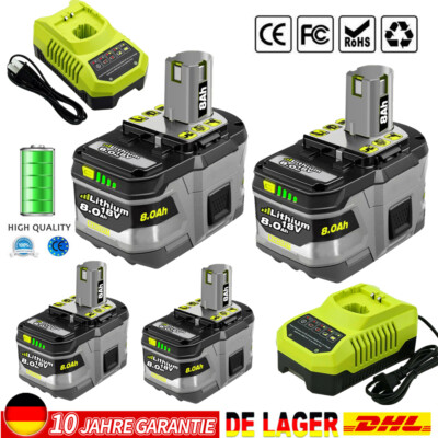 8AH Akku/Ladegerät Für Ryobi 18V One Plus RB18L50 P108 RB18L40 Lithium Batterie
