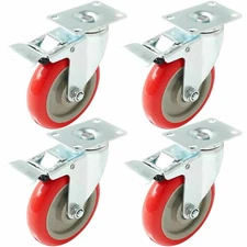 4 Pack 5 Inches Caster Wheels Locking Casters with Brake Swivel Plate Castors