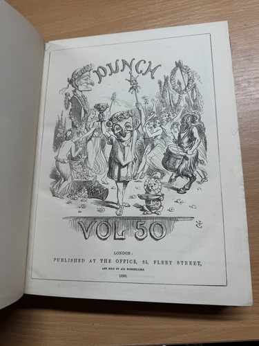 RARE 1866 JAN-DEC PUNCH MAGAZINE BOUND VOLUME 50 ILLUSTRATED BOOK (P8) - Picture 4 of 15