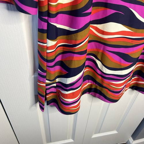 Abito tunica JUDE CONNALLY $198 liscio elasticizzato tubino rosa marrone stampa geo M Medium - Foto 4 di 6