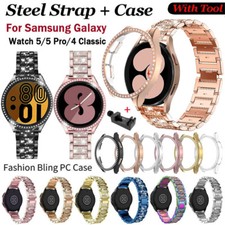 Metal Strap Band  Bling Case For Samsung Galaxy Watch 6 4 5 Pro 40/44mm 4246mm